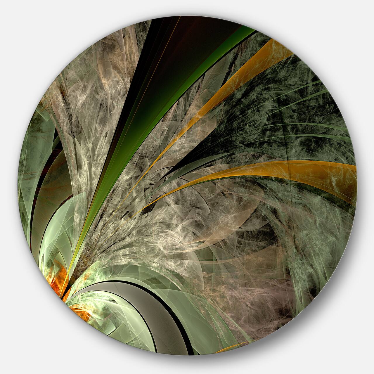 Designart - Symmetrical Fractal Flower in Green&#x27; Floral Metal Circle Wall Art